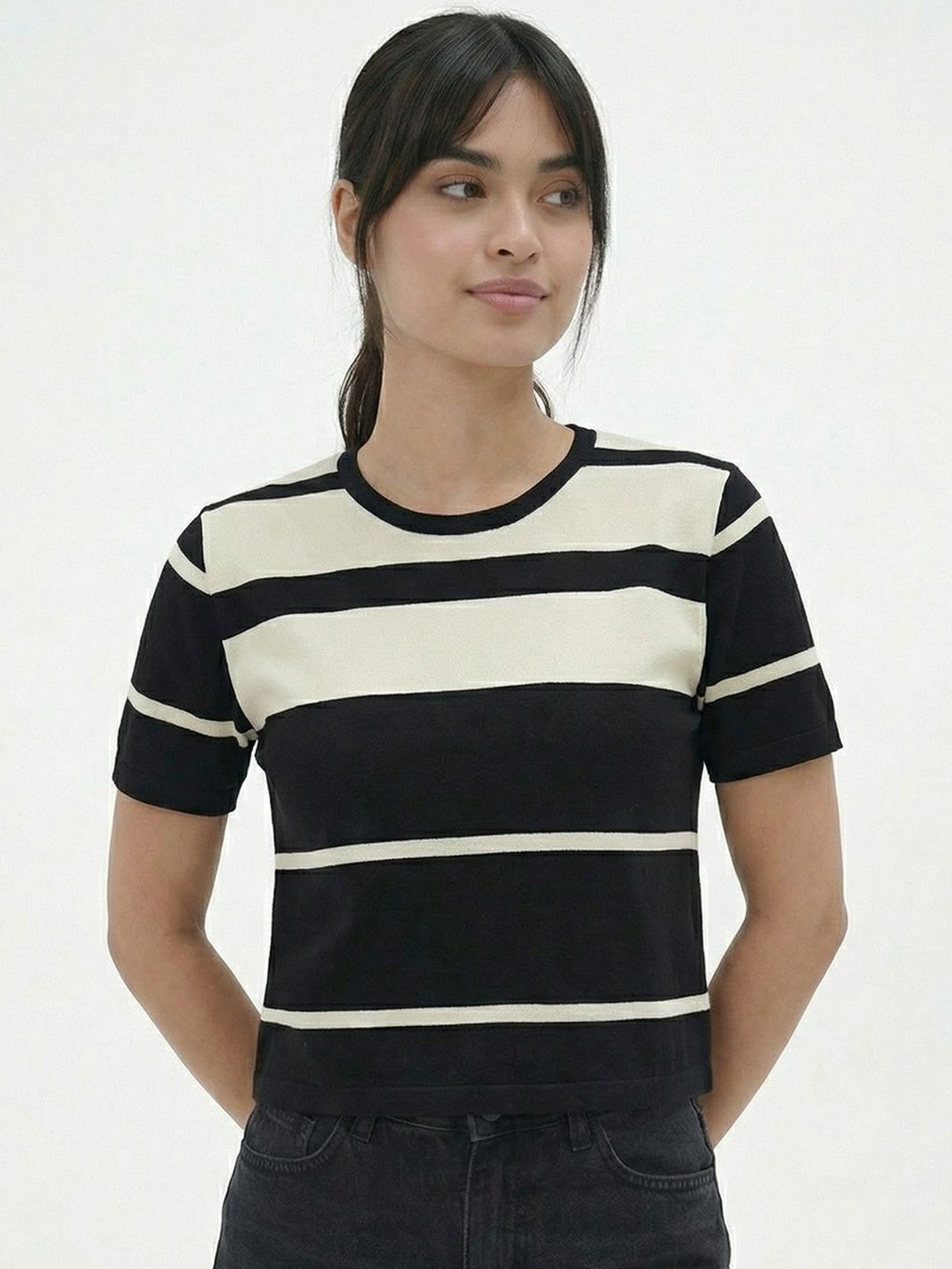 glitchez Striped Crop Top