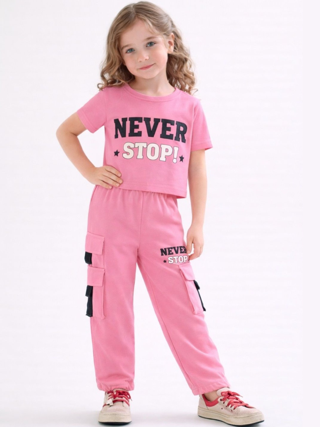 YK Girls Printed Top with Trousers