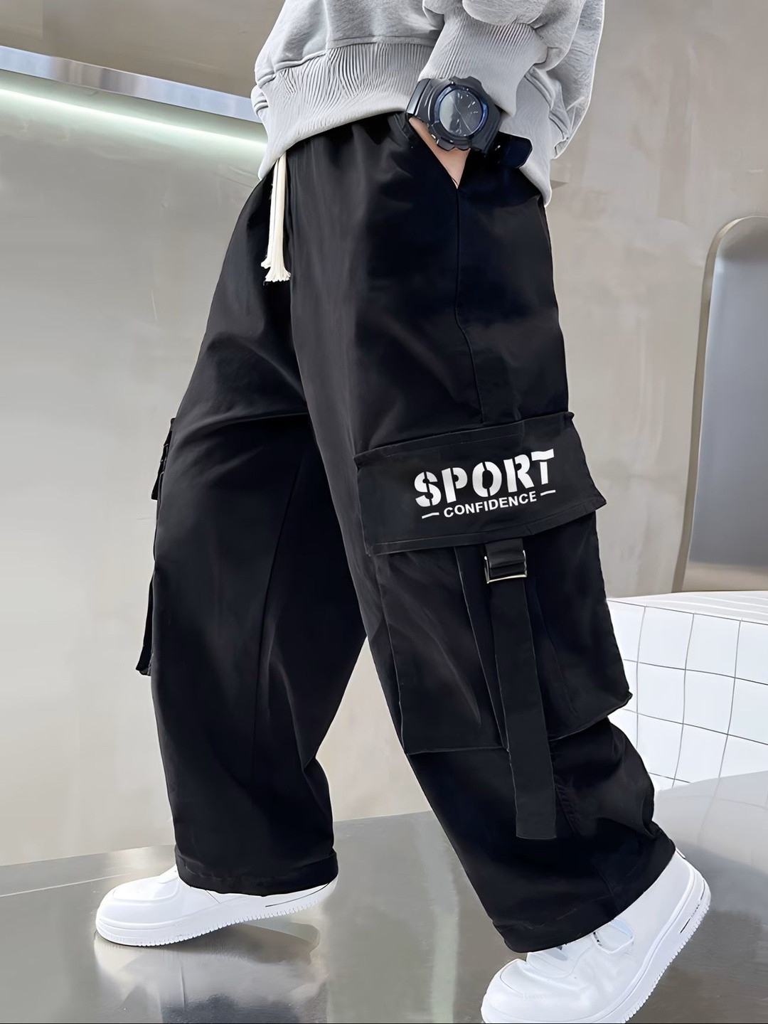 ADBUCKS Boys Loose Fit Cargos Trousers