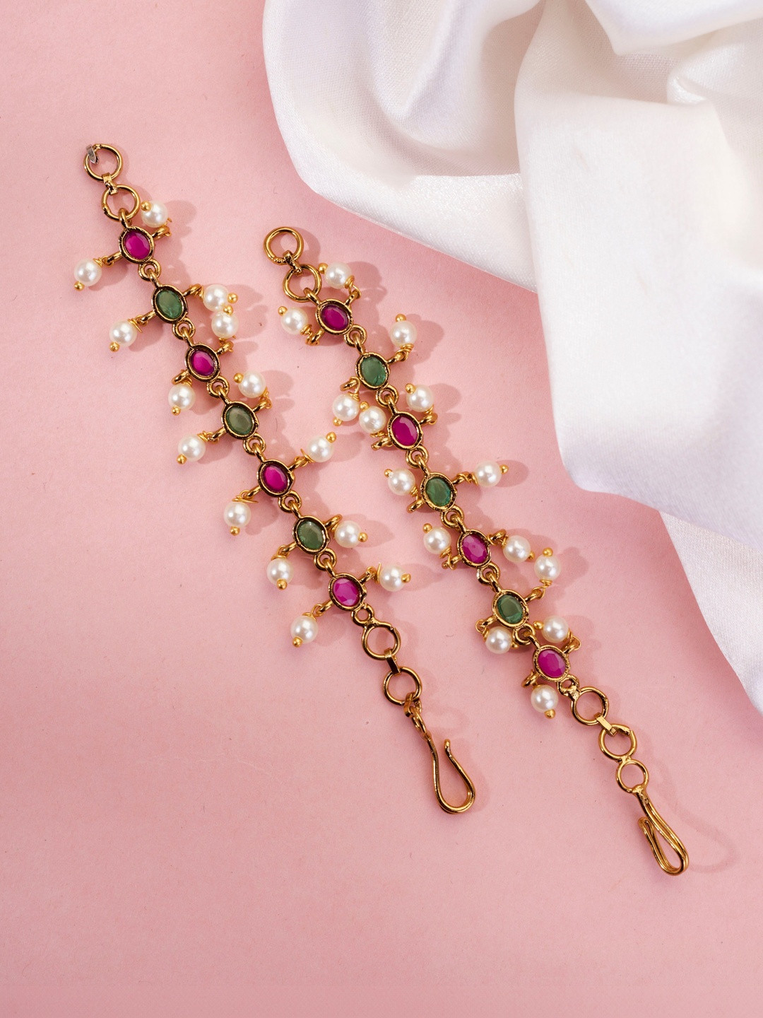 Opal Touch Gold-Plated Cubic Zirconia Studded Ear Chain