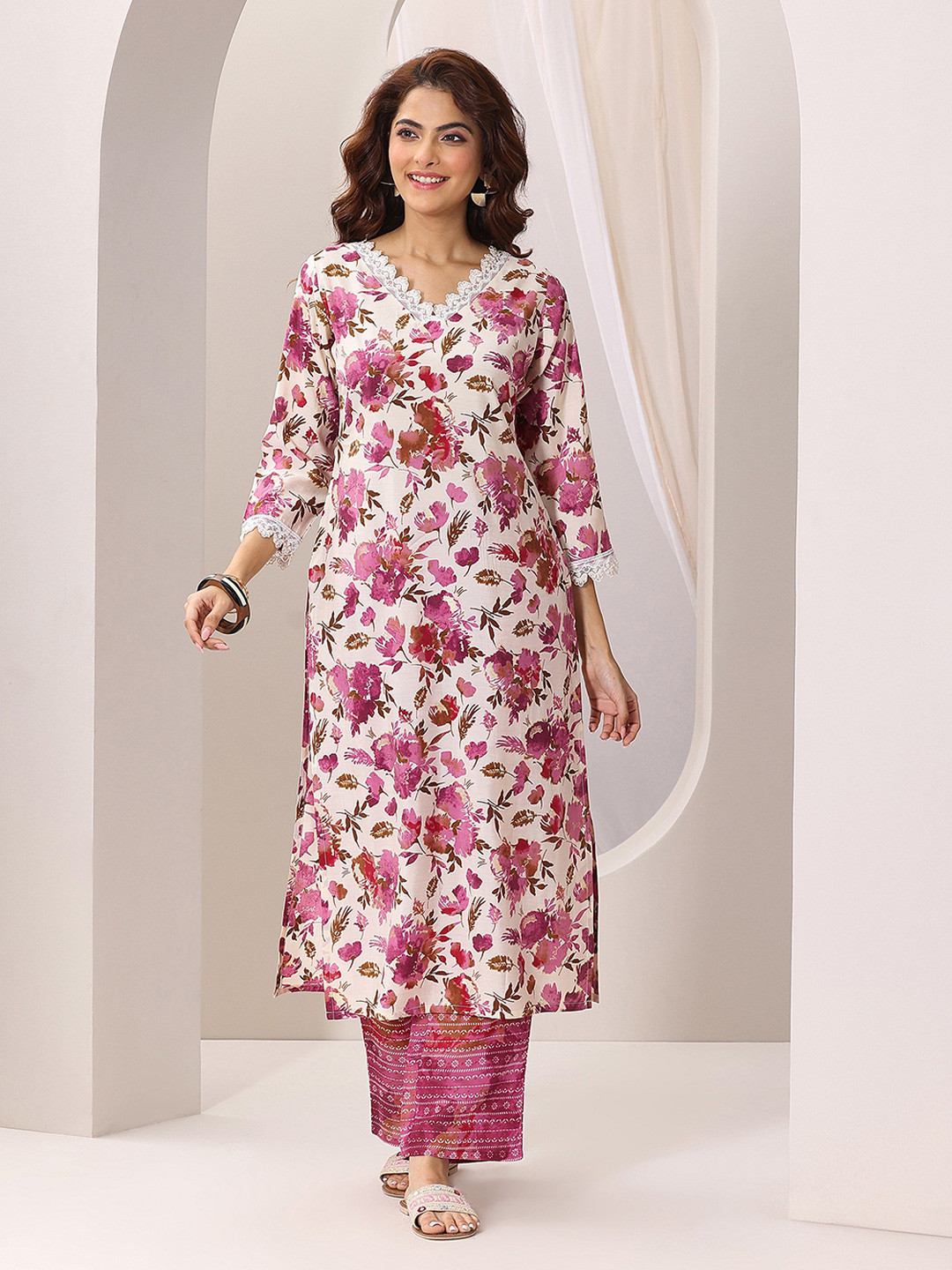 Gerua By Libas Women Floral Printed Regular Kurta with Trousers