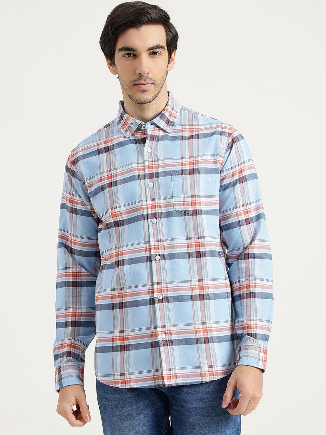 United Colors of Benetton Regular Fit Button Down Collar Checked Shirts