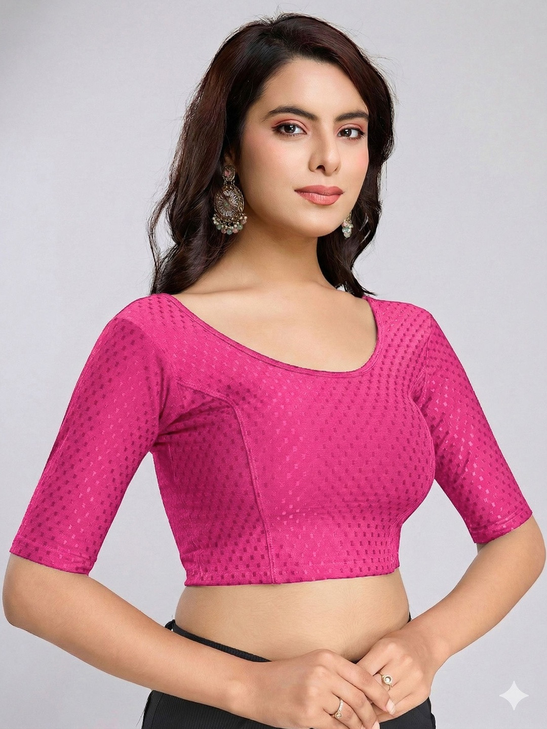 SHREEJI DESIGNER Woven Design Fully Strechable Cotton Saree Blouse