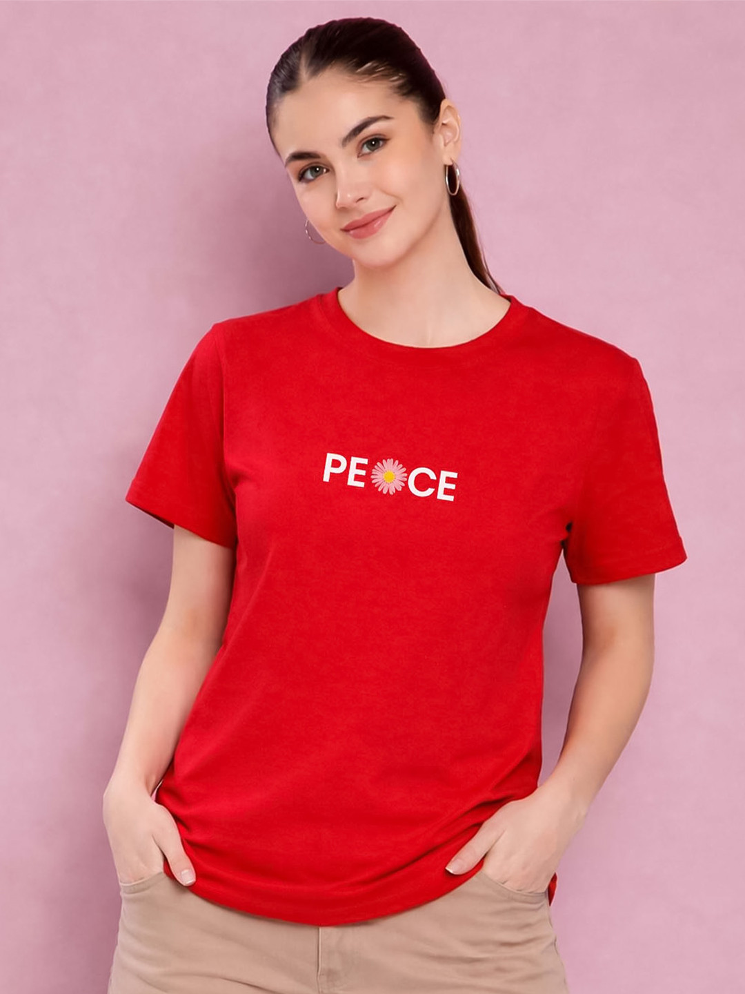 YAK YAK Women Graphic Printed Regular Fit Organic Cotton T-Shirt