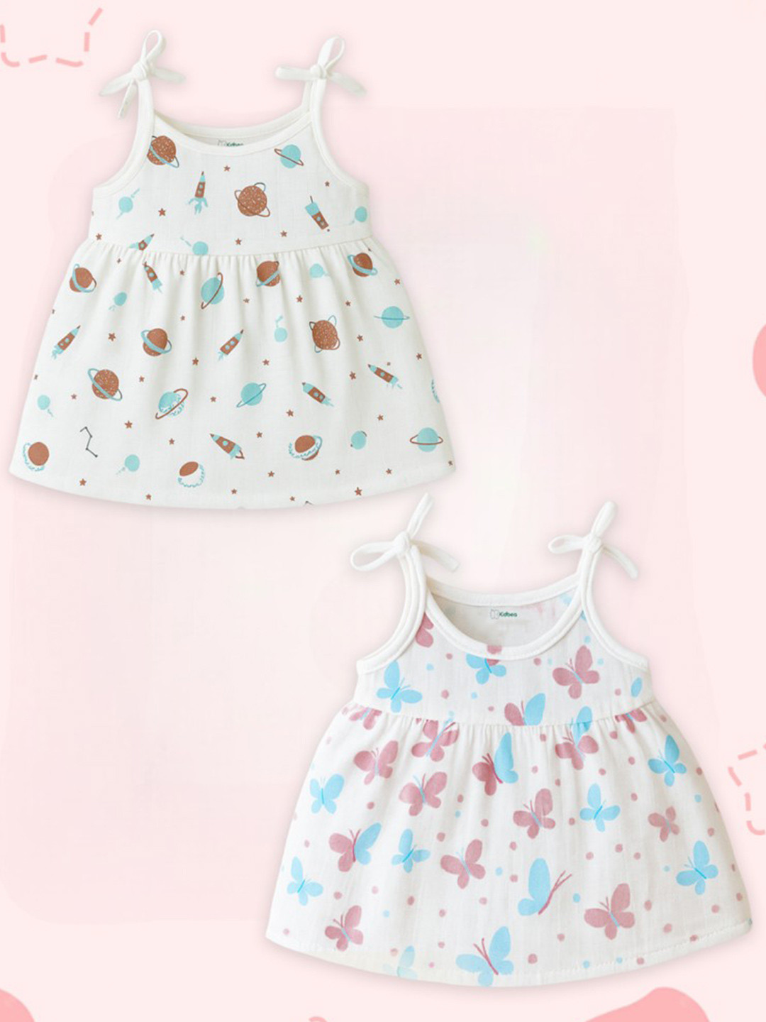 Kidbea Print Tie-Up Neck Organic Cotton Blend Fit & Flare Dress