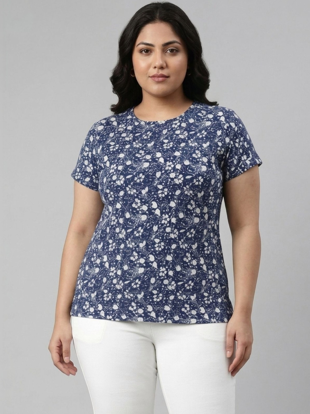 plusS Women Floral Printed T-shirt
