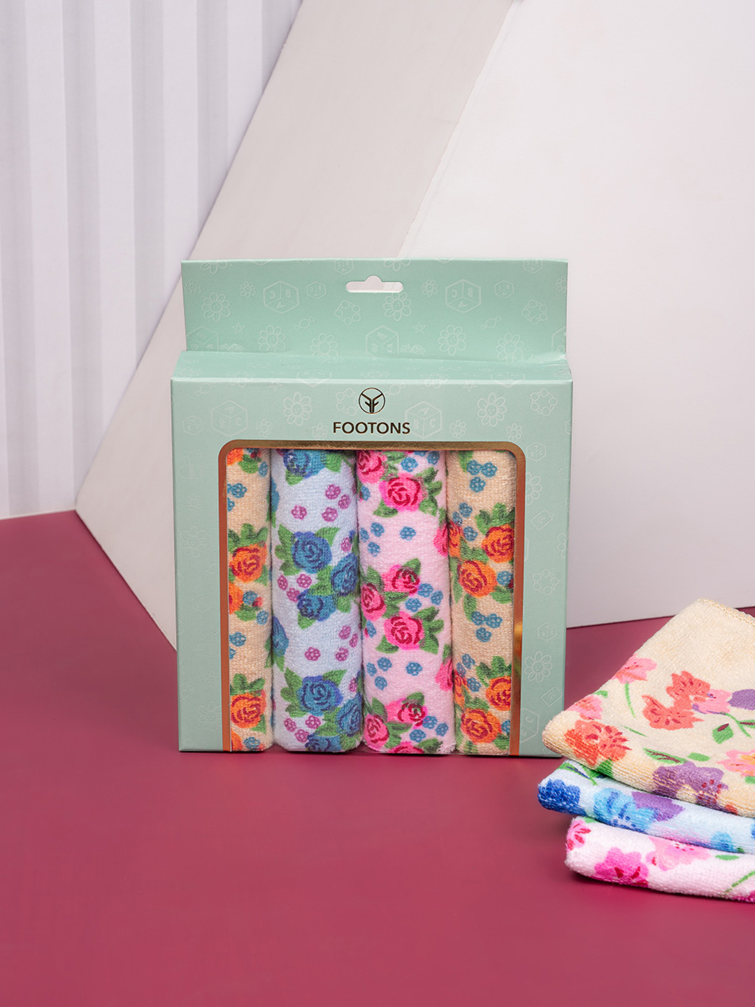FOOTONS Women Pack of 4 Solid Ultra Soft Skin-Friendly Cotton Handkerchiefs