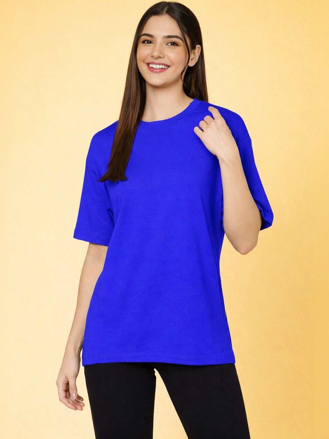Samyak Wears Drop Shoulder Pure Cotton Oversized Tshirts