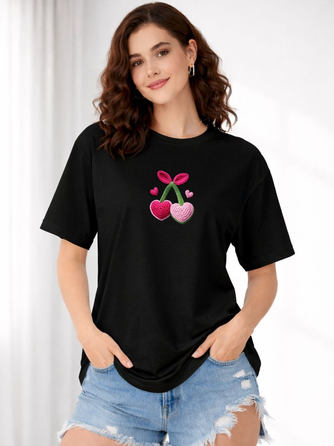 Slenor Graphic Printed Oversized Round Neck Cotton T-shirt