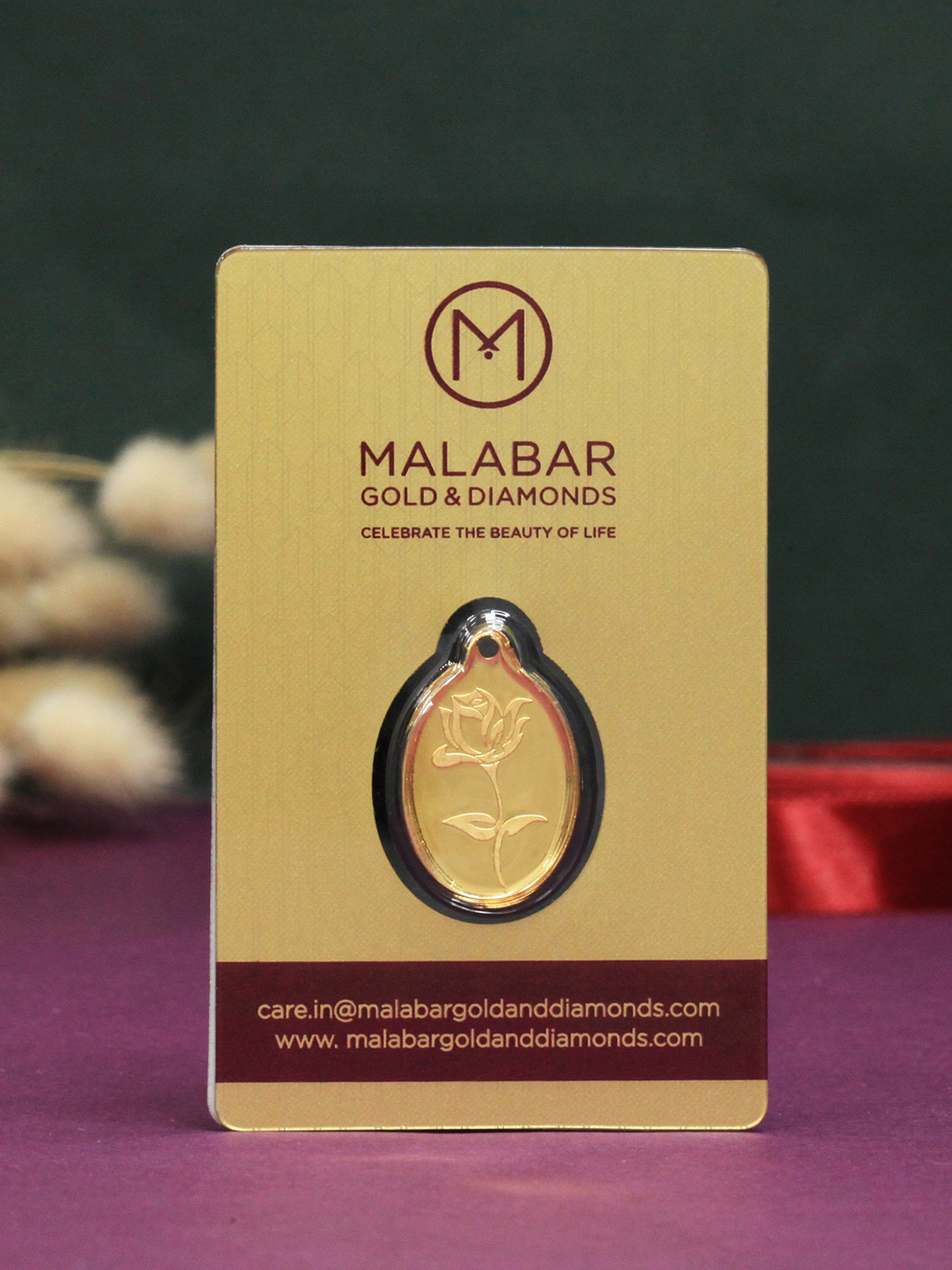 Malabar Gold & Diamonds Rose 999 Purity 24KT Gold Coin Cum Pendant - 2g