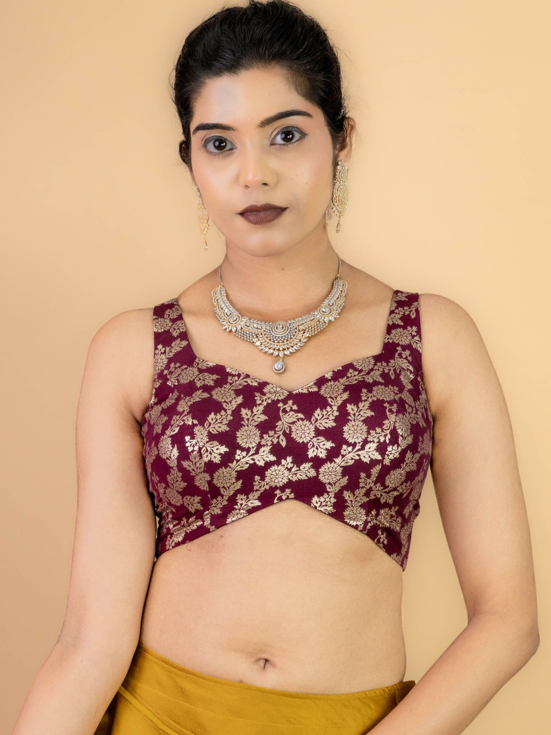 FIGURES DESIGNER Brocade Embroidered Brocade Saree Blouse