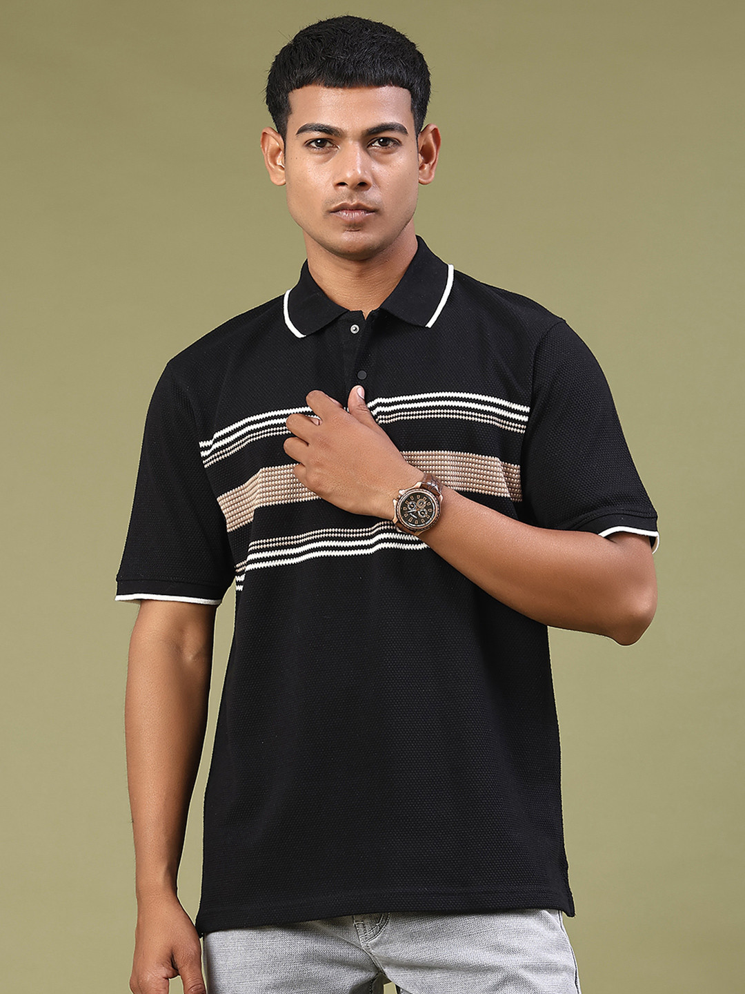 V-Mart Men Cotton Collar Neck Polo-T-Shirt
