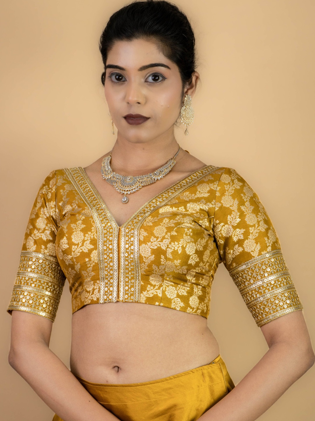 FIGURES DESIGNER Embroidered Sequinned Saree Blouse