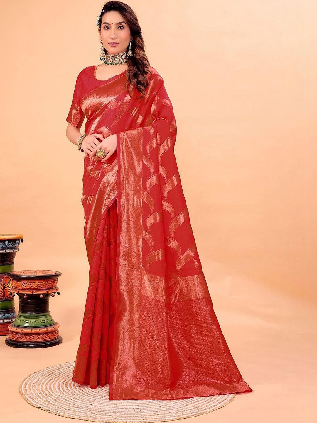 YUGAVEERAA New Silk Blend Woven Design Sarees
