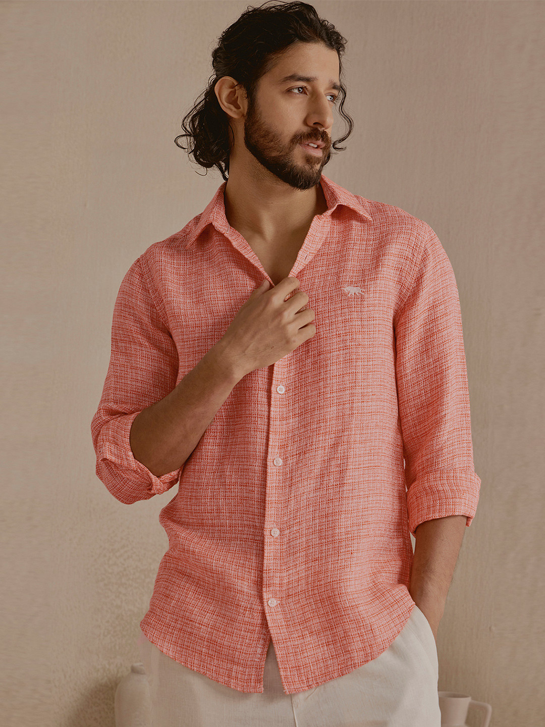 Andamen Men Casual Linen Slim Fit Shirt