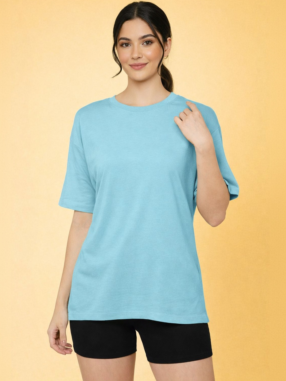 Samyak Wears Women Drop Shoulder Pure Cotton Oversized Tshirts
