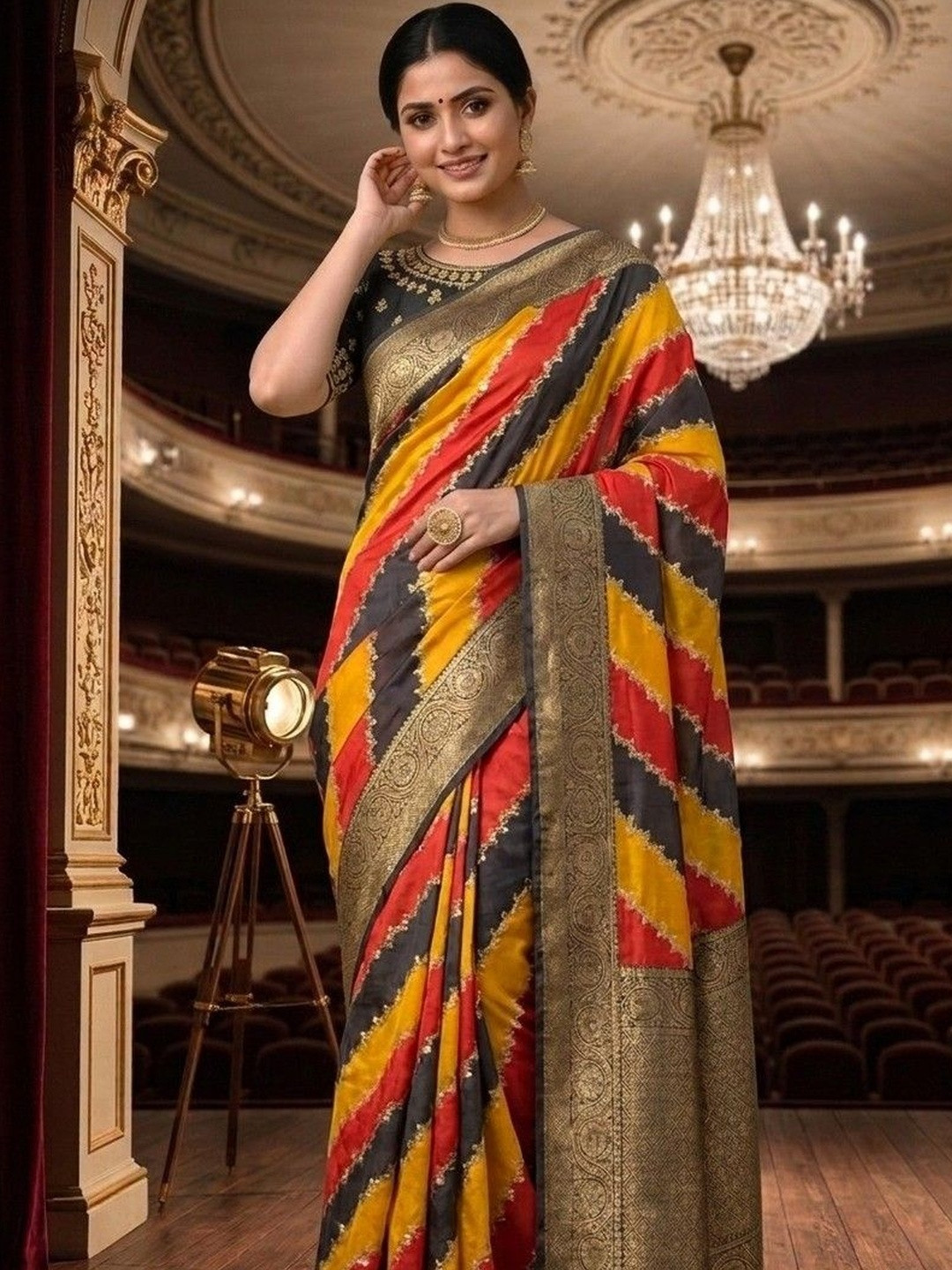 Sitanjali Woven Design Zari Embroidered Silk Blend Kanjeevaram Saree