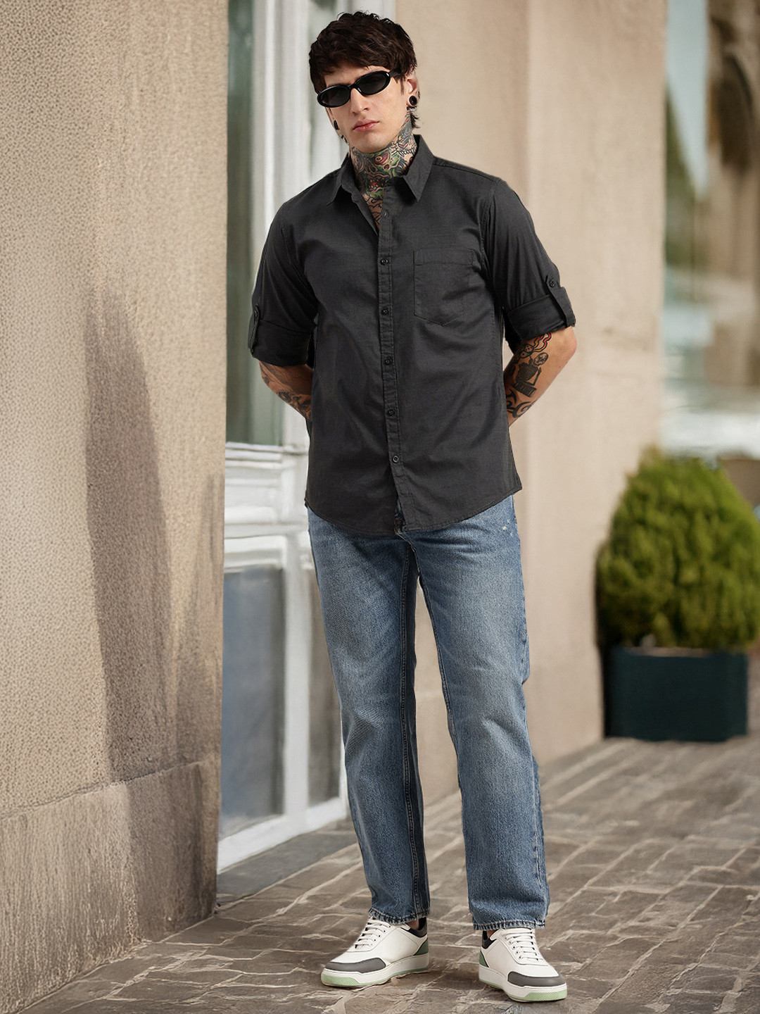 HERE&NOW Pure Cotton Opaque Casual Shirt