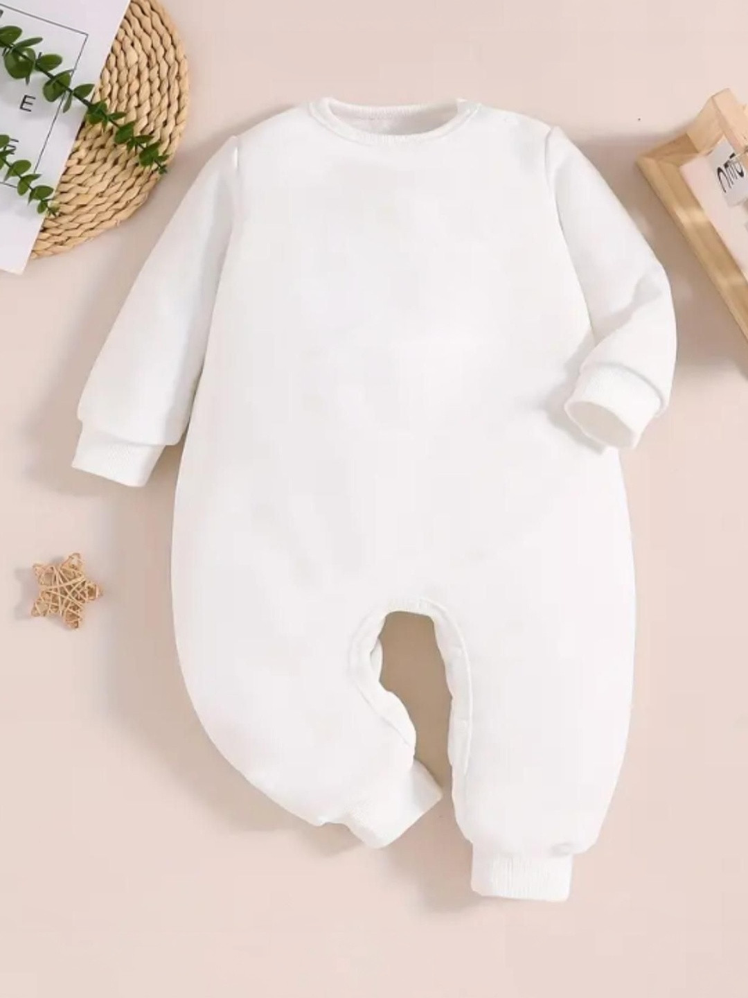 KNITROOT Infants Kids Printed White Cotton Romper
