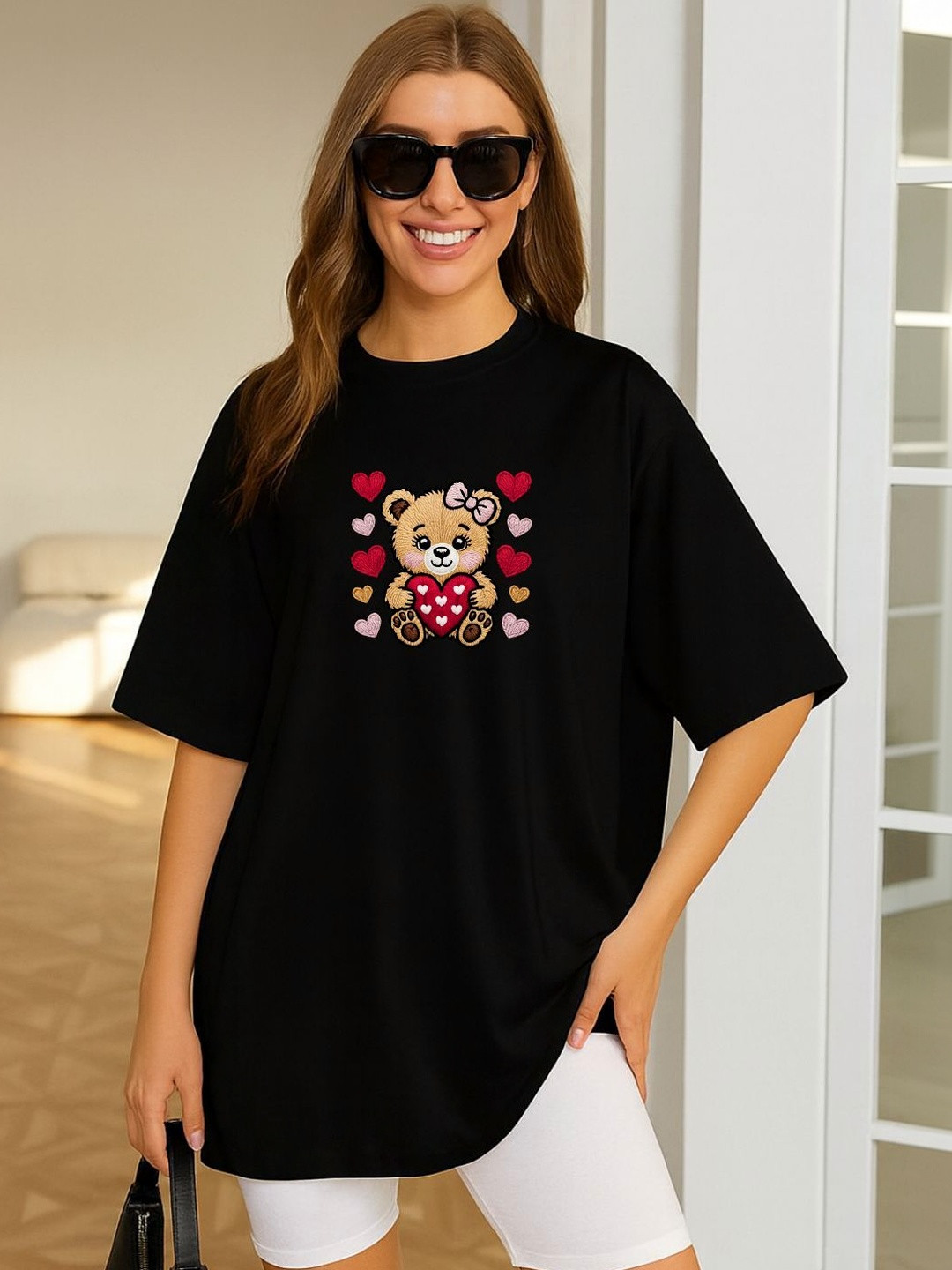 Slenor Graphic Printed Oversized Round Neck Cotton T-shirt
