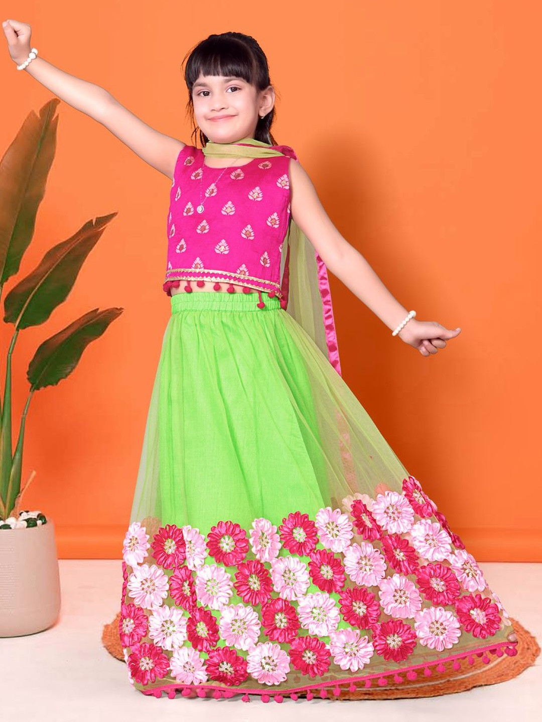satyamfab Girls Patchwork Ready to Wear Lehenga & Blouse With Dupatta