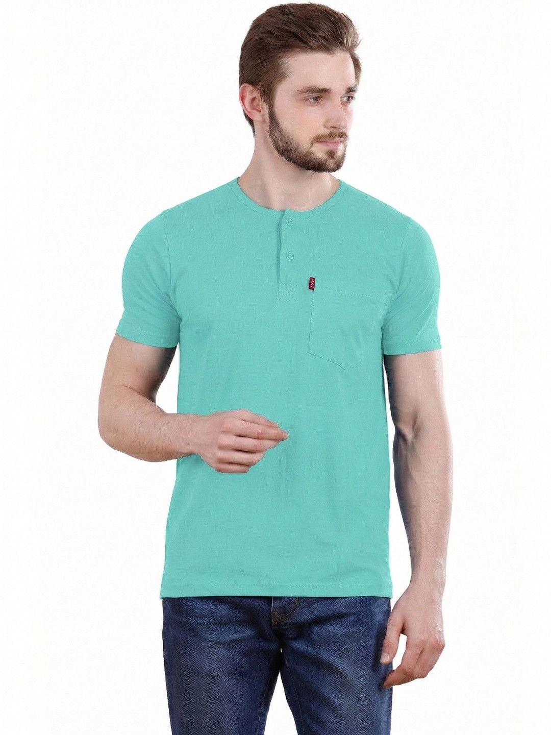 Spur Men Henley Neck Pure Cotton T-shirt