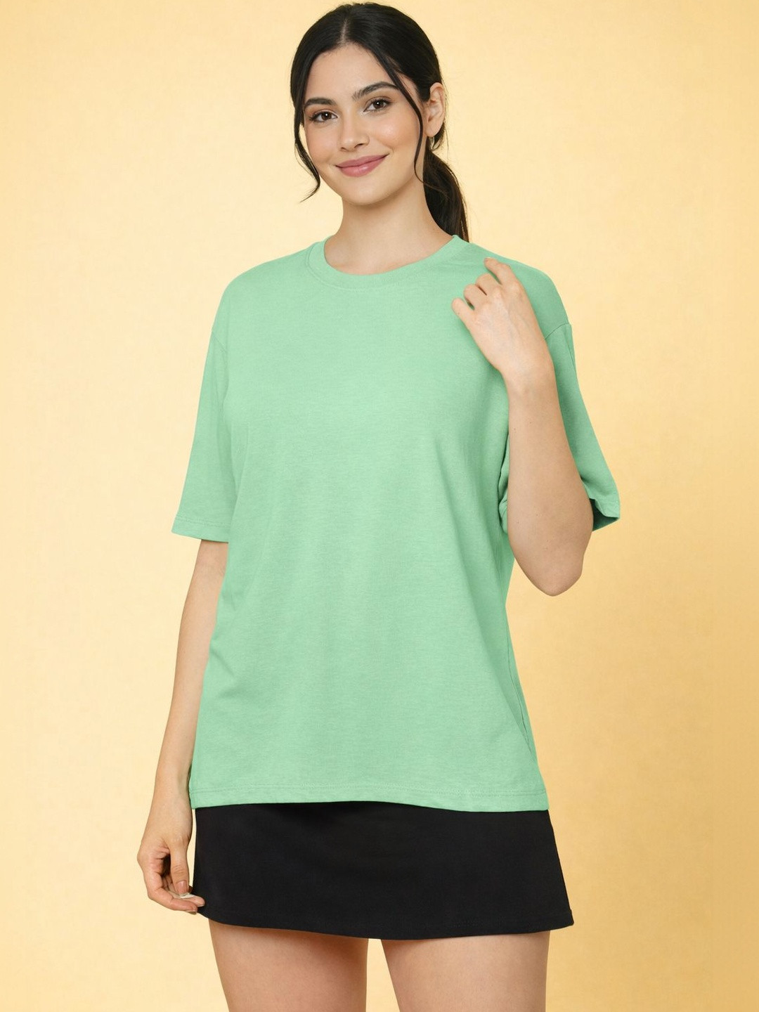 Samyak Wears Women Drop Shoulder Pure Cotton Oversized Tshirts