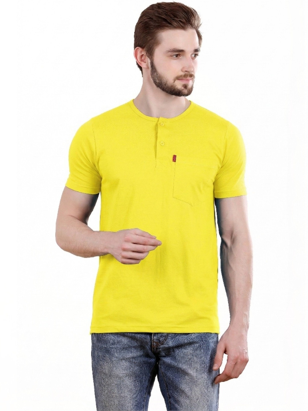 Spur Men Henley Neck Pure Cotton T-shirt