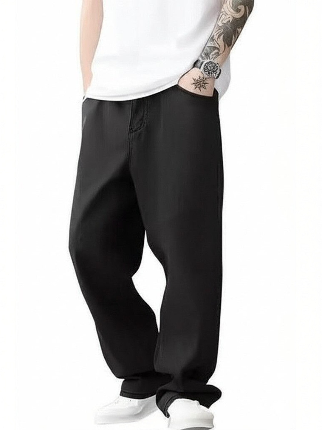 Veltick Men Baggy Mid-Rise Denim Jean