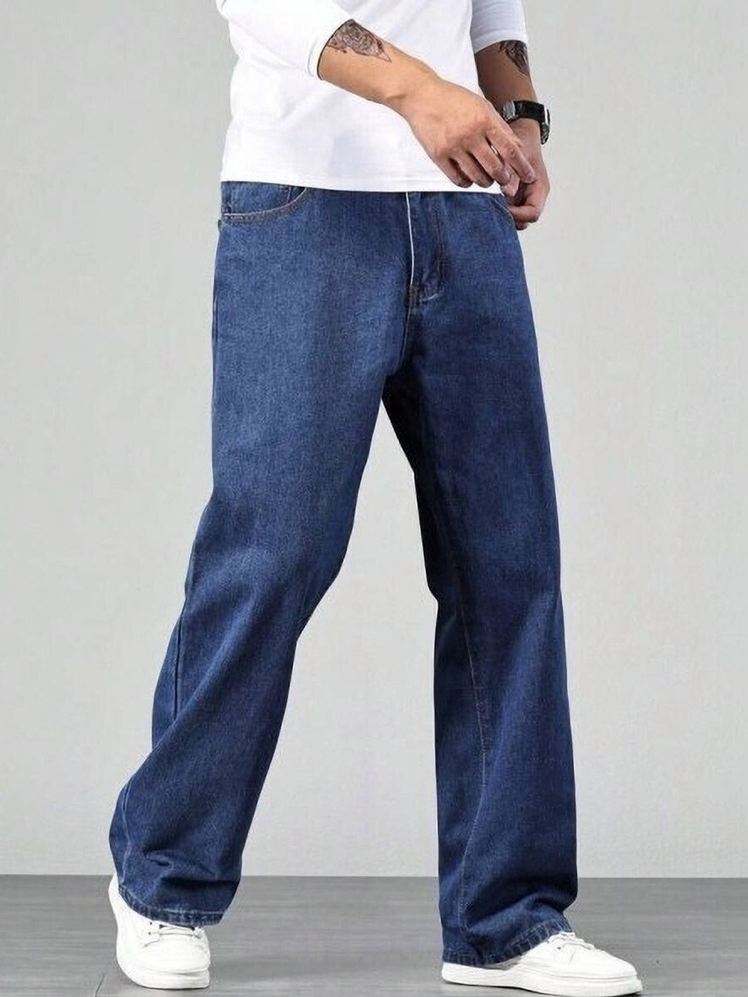 Veltick Men Baggy Mid-Rise Jeans