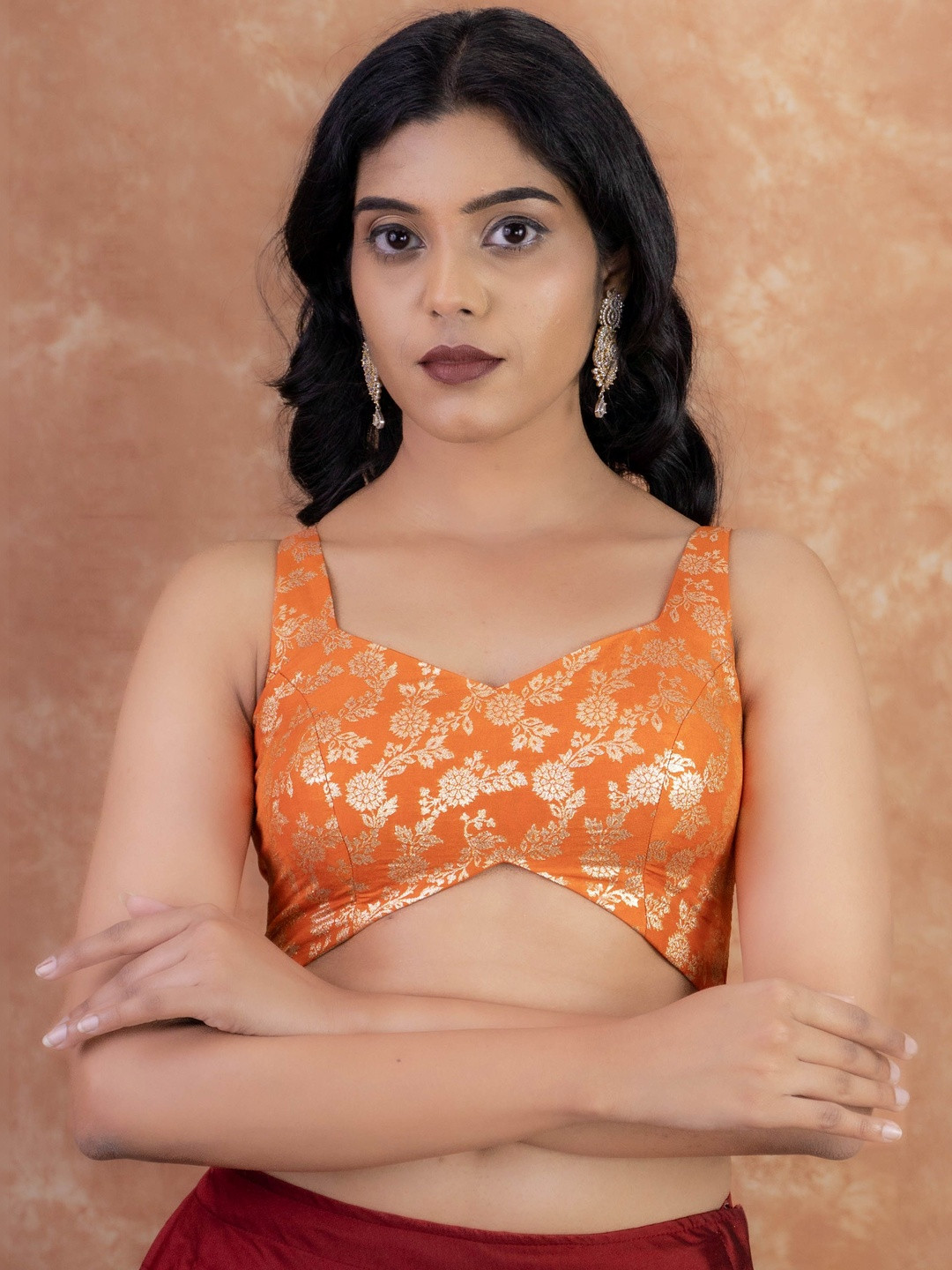 FIGURES DESIGNER Brocade Embroidered Brocade Saree Blouse