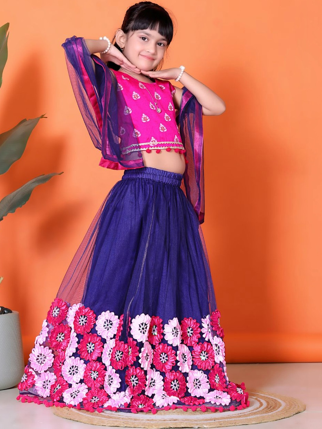 satyamfab Girls Patchwork Ready to Wear Embellished Lehenga & Blouse With Dupatta