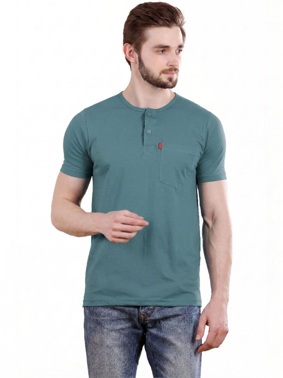 Spur Men Henley Neck Pure Cotton T-shirt