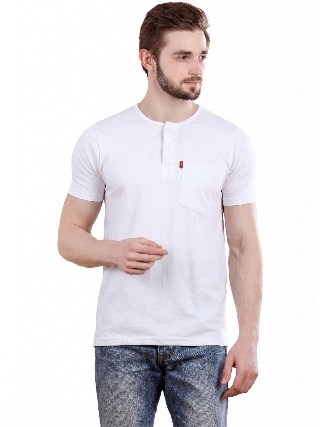 Spur Men Henley Neck Pure Cotton T-shirt
