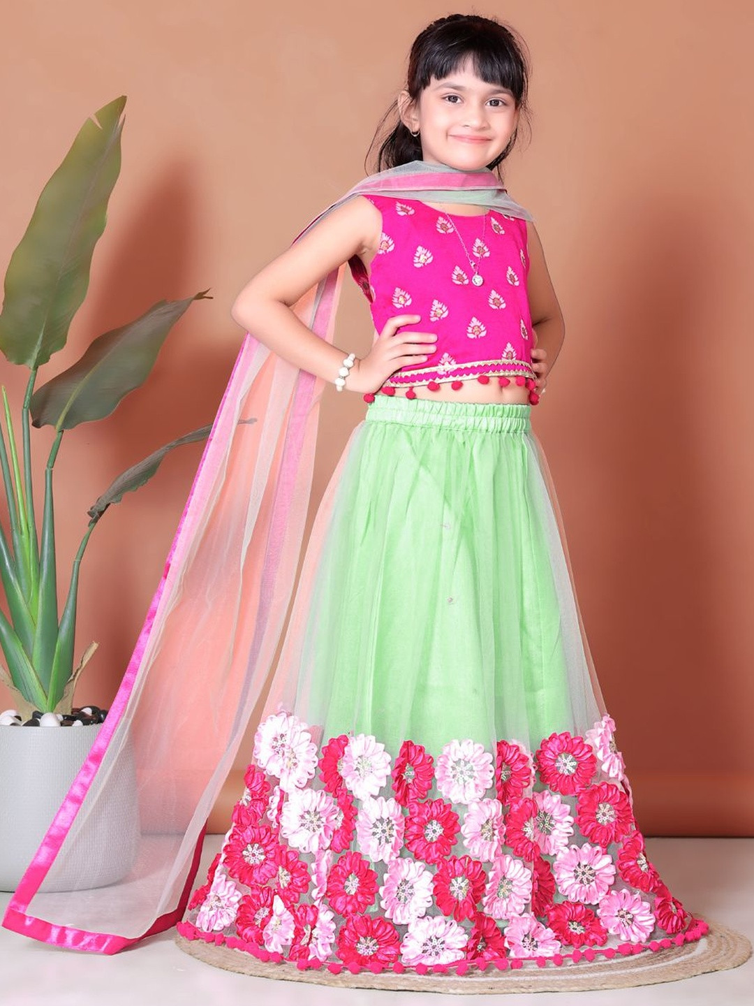 satyamfab Girls Patchwork Ready to Wear Lehenga & Blouse With Dupatta