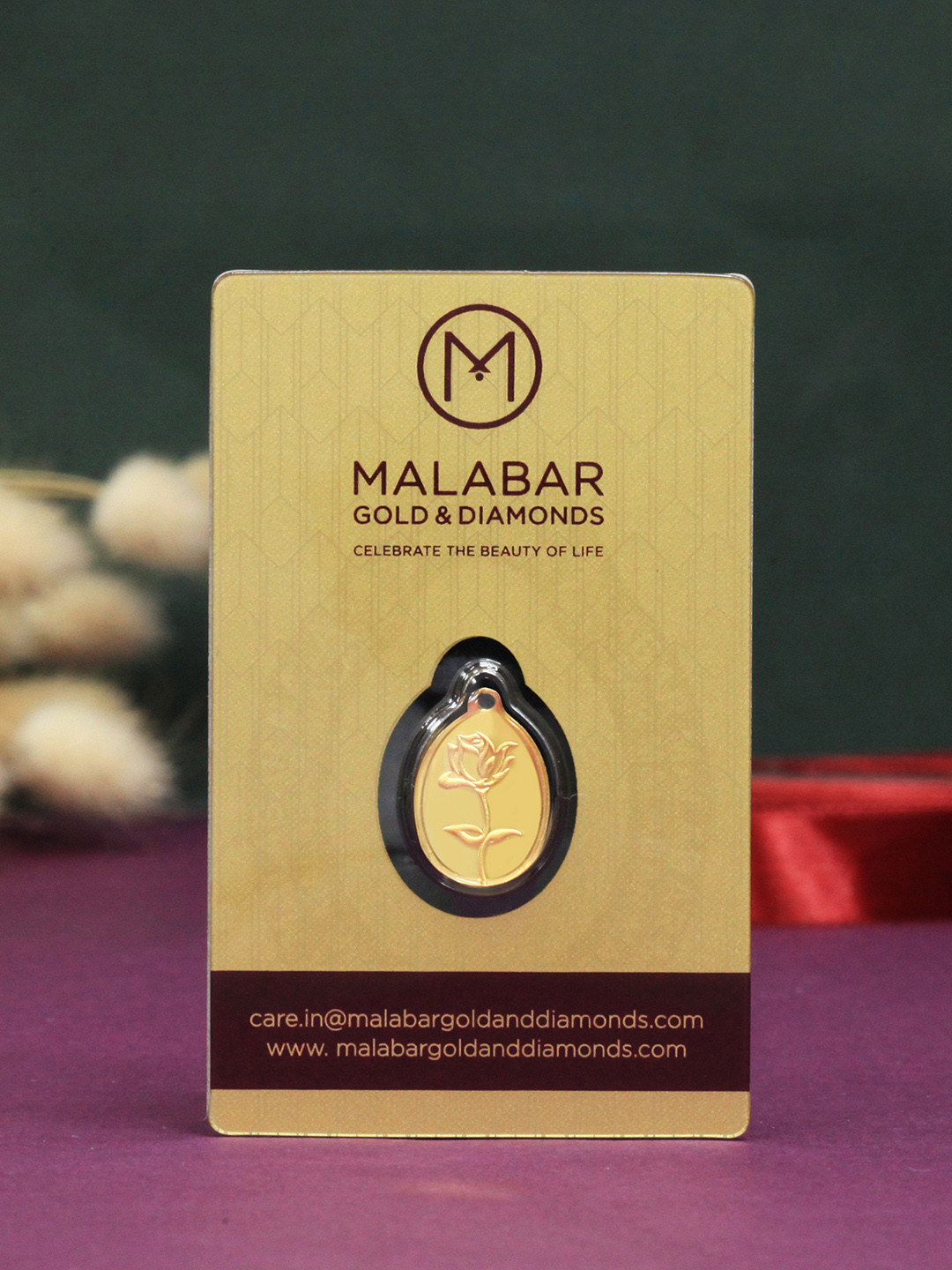 Malabar Gold & Diamonds Rose 999 Purity 24KT Gold Coin Cum Pendant - 1.5g