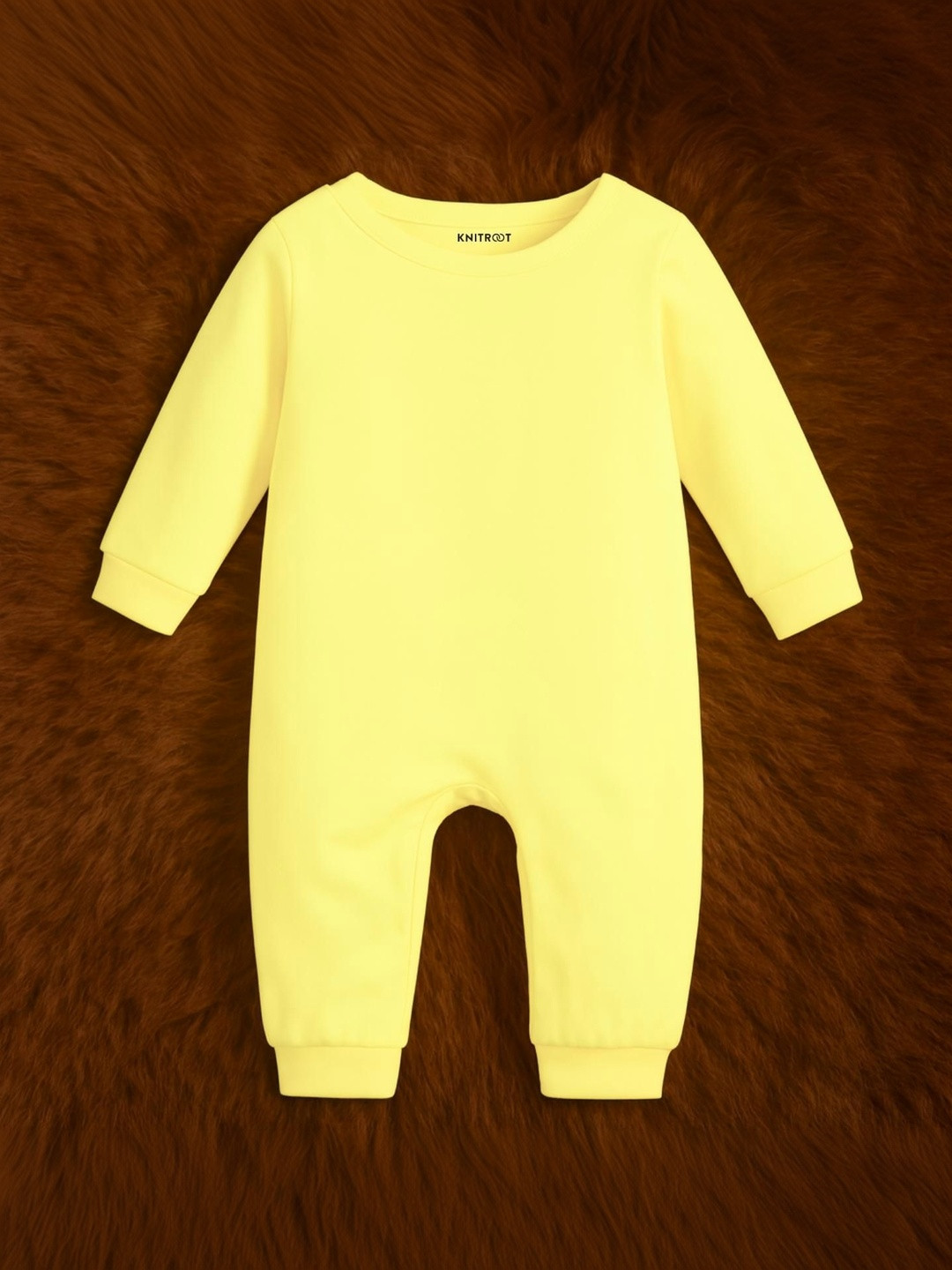 KNITROOT Infants Yellow Cotton Romper