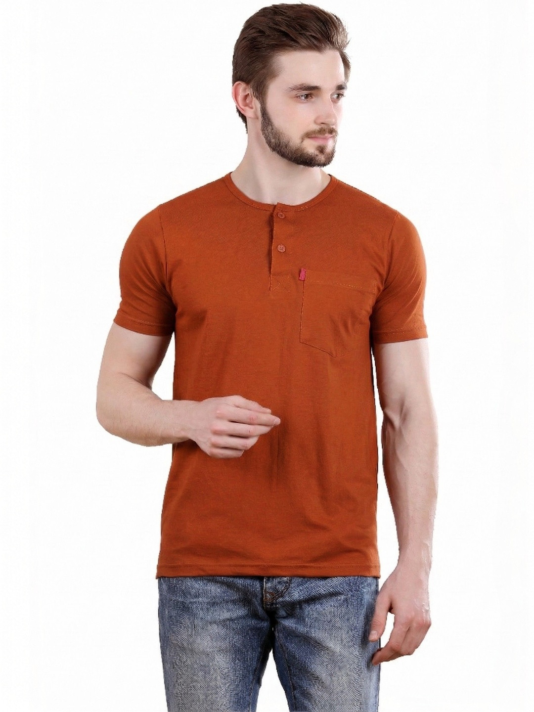 Spur Men Henley Neck Pure Cotton T-shirt