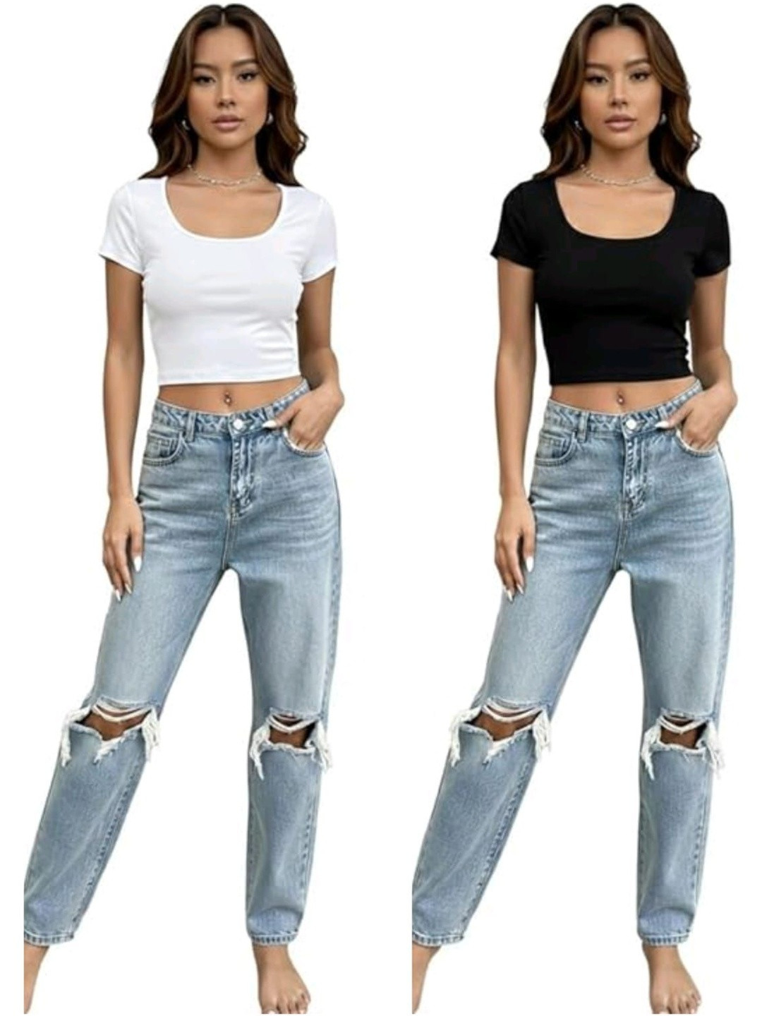 Thrifty Thread Pack Of 2 Cotton Blend Crop Top
