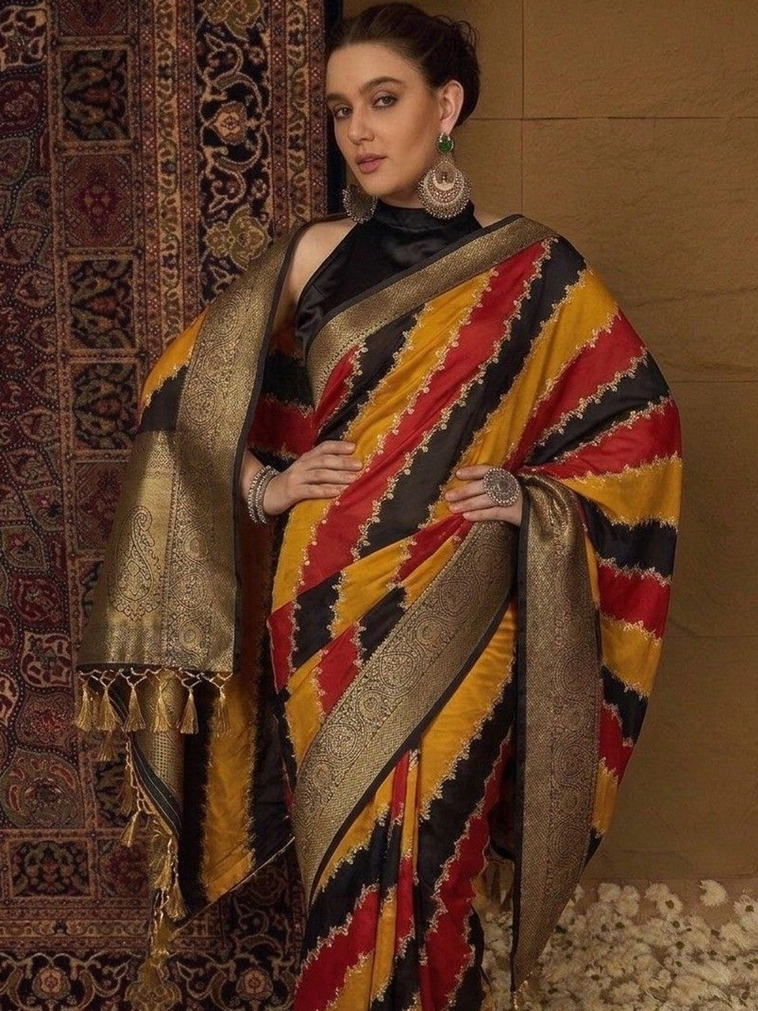 Sita Woven Design Embroidered Silk Blend Kanjeevaram Saree