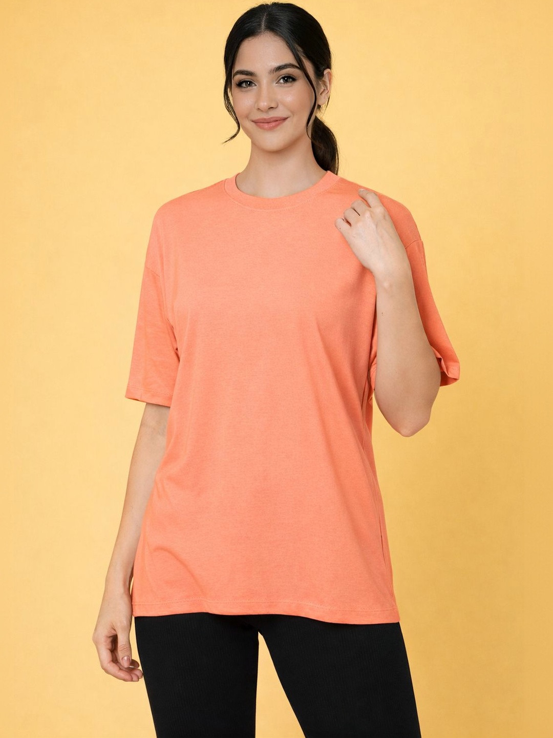 Samyak Wears Women Drop Shoulder Pure Cotton Oversized Tshirts