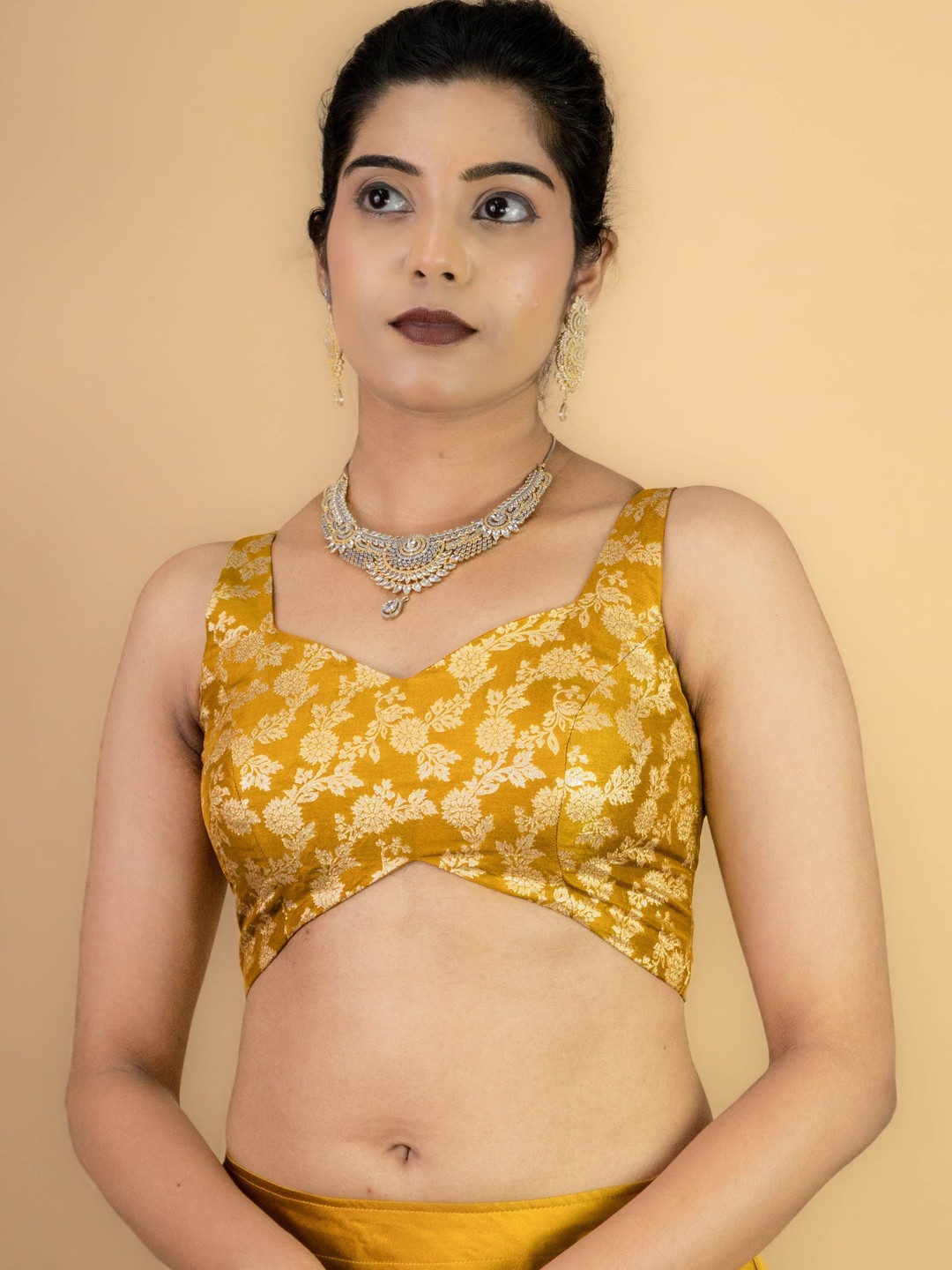 FIGURES DESIGNER Brocade Embroidered Brocade Saree Blouse