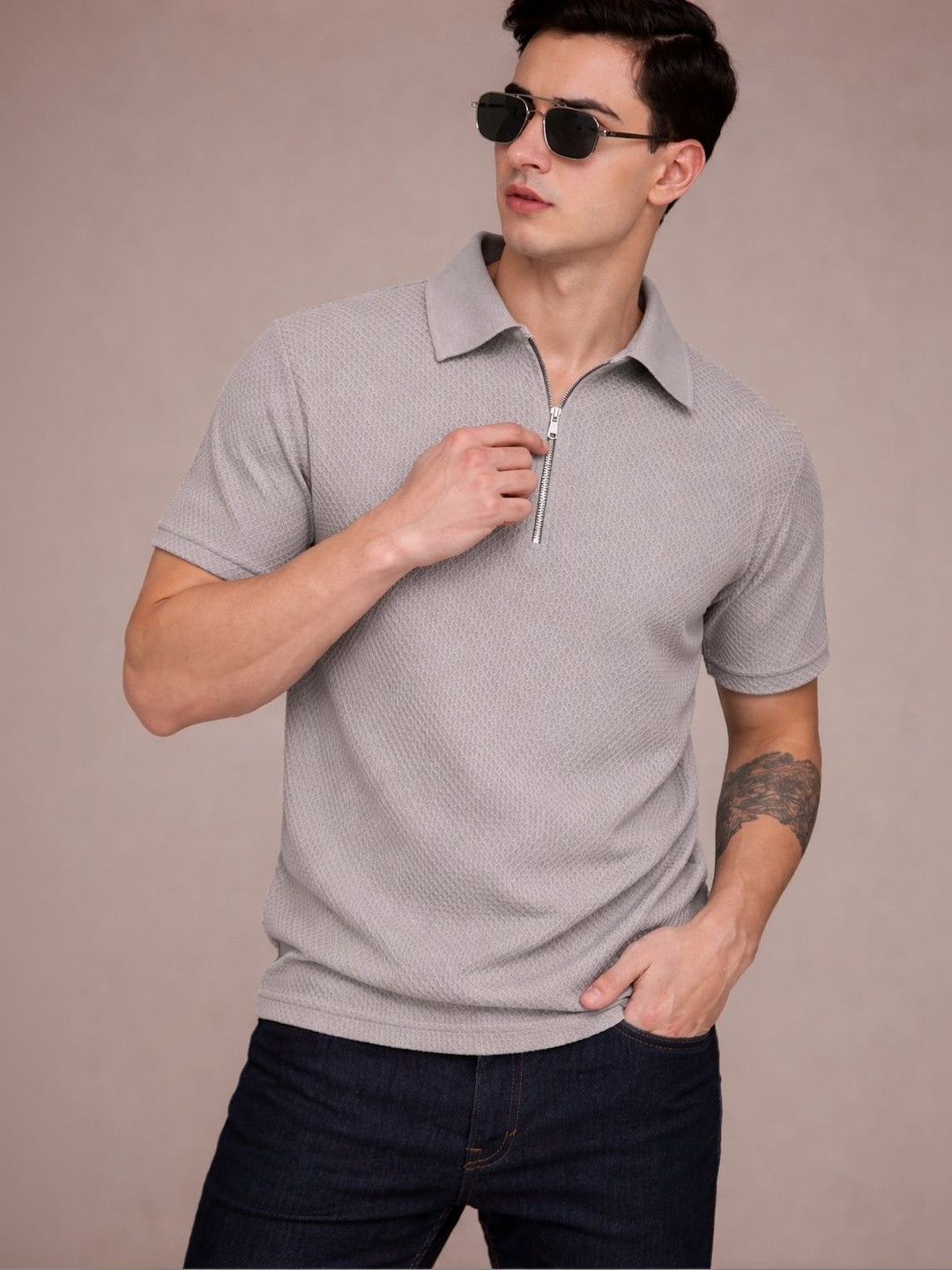 FEVERFEW Men Polo Collar T-shirt