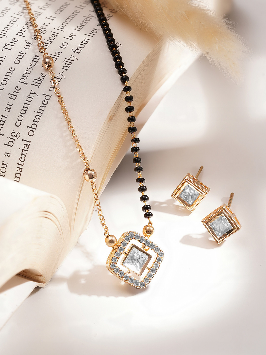 Rubans Women Gold Plated American Diamond Mangalsutra Set