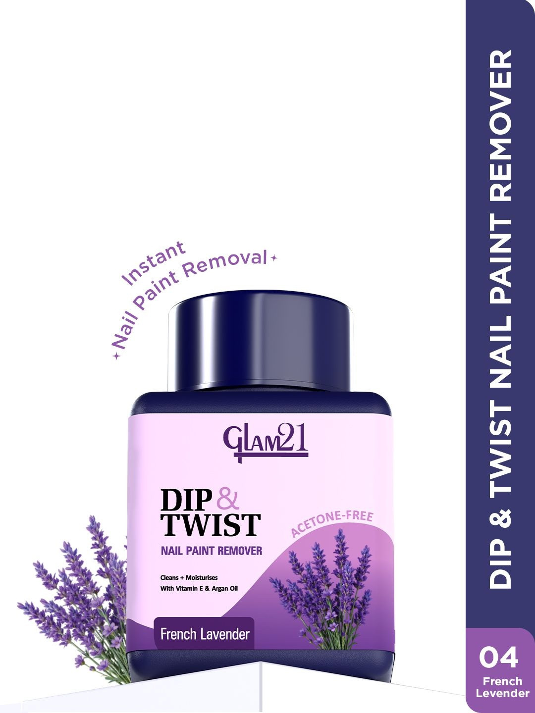 GLAM21 Dip & Twist Nail Polish Remover With Argan Oil - 80 ml - Fresh Lavender