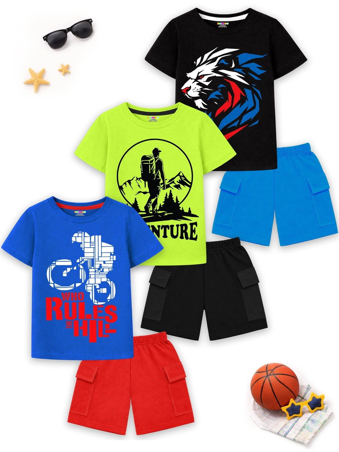 KUCHIPOO Boys Printed T-shirt with Shorts