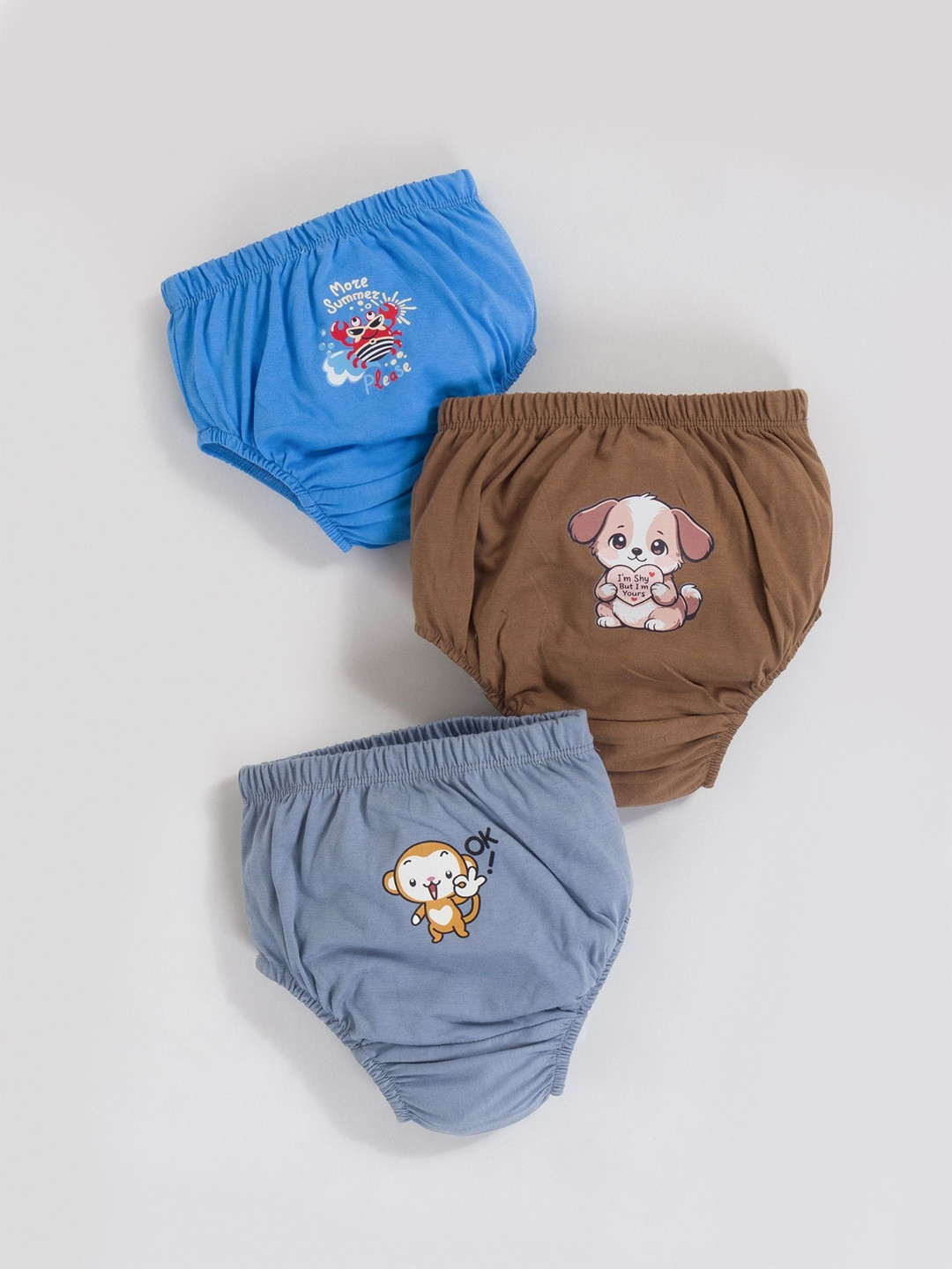 MooNKids Pack of 3 Printed Anti Bacterial Assorted Cotton Basic Briefs