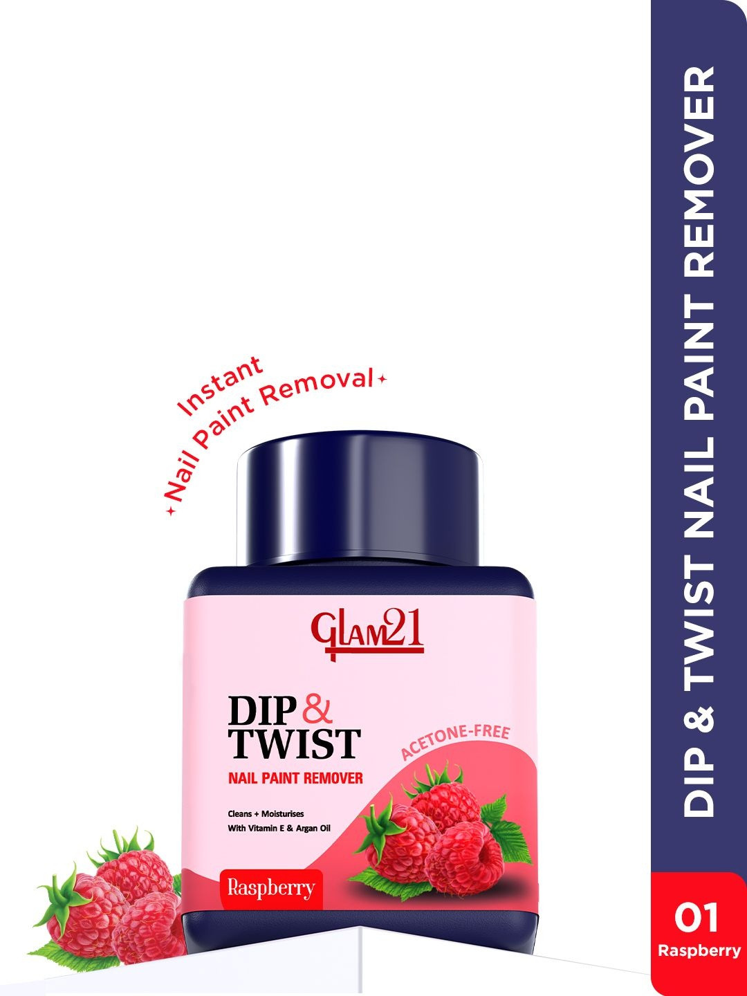 GLAM21 Dip & Twist Nail Polish Remover With Argan Oil - 80 ml - Raspberry