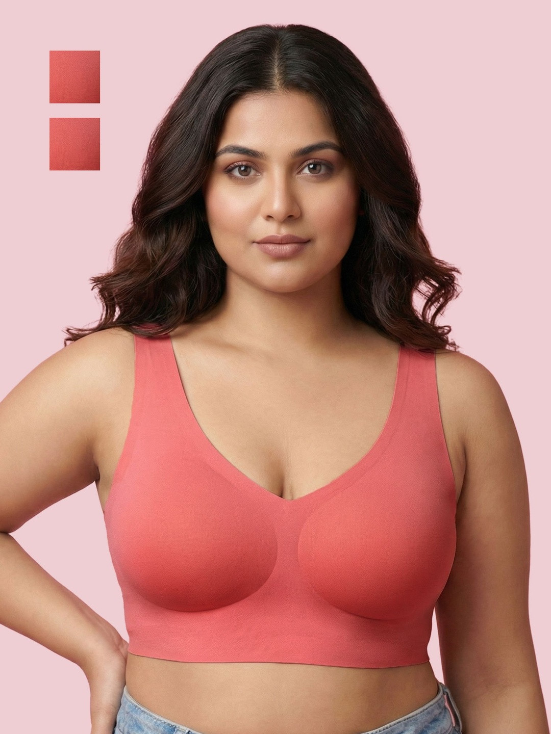 Invisisoft Pack Of 2 Cotton Padded Full Coverage Plus-Size Bonded Bra