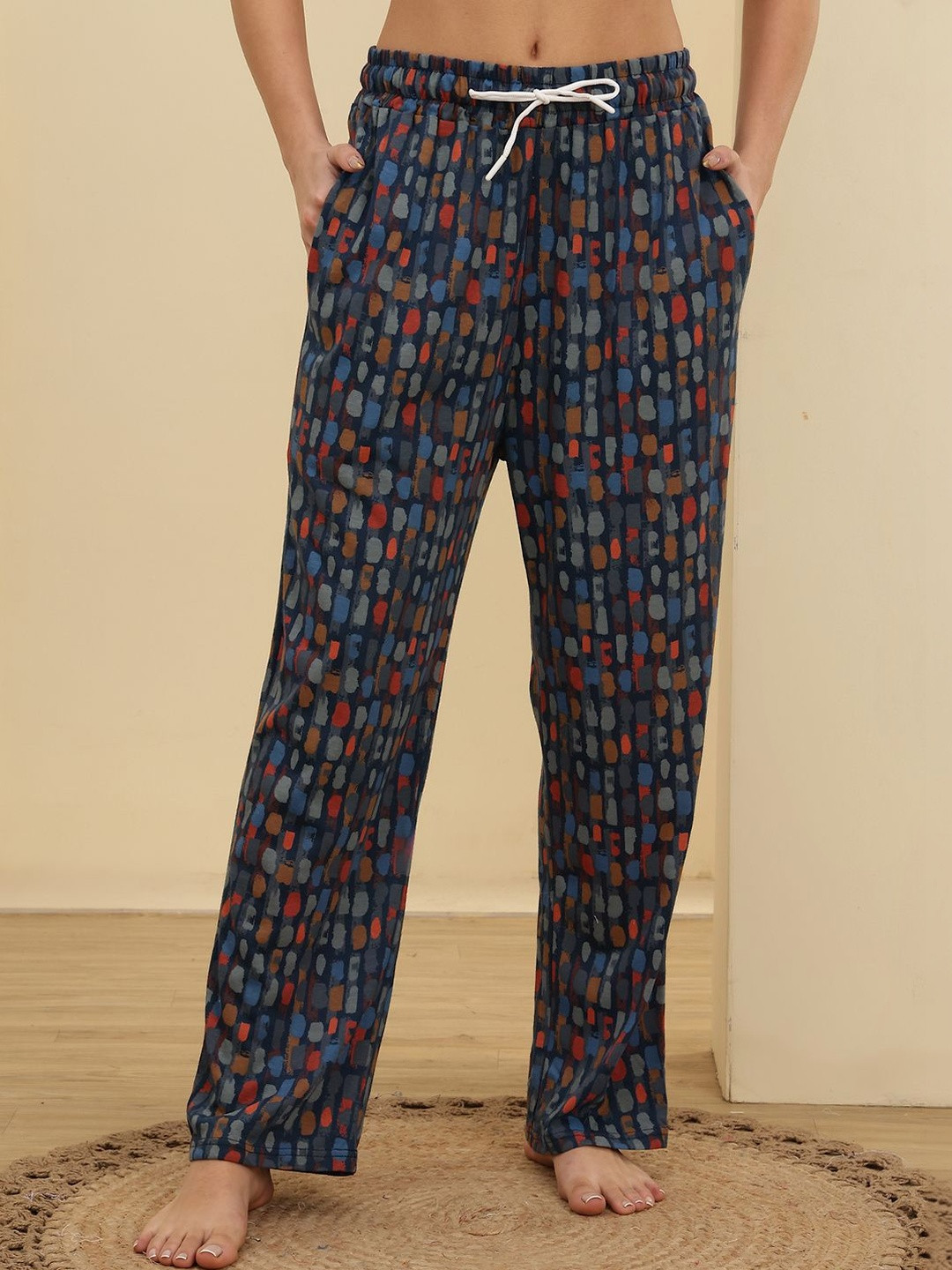 Valles365 by S.C. Printed Cotton Mid-Rise Straight Lounge Pants